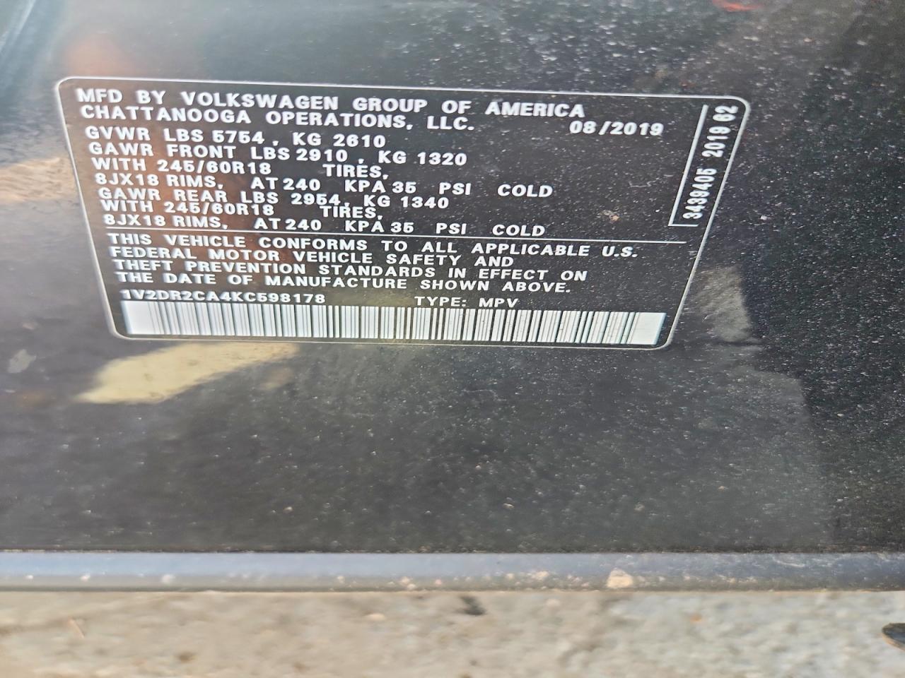 2019 VOLKSWAGEN ATLAS