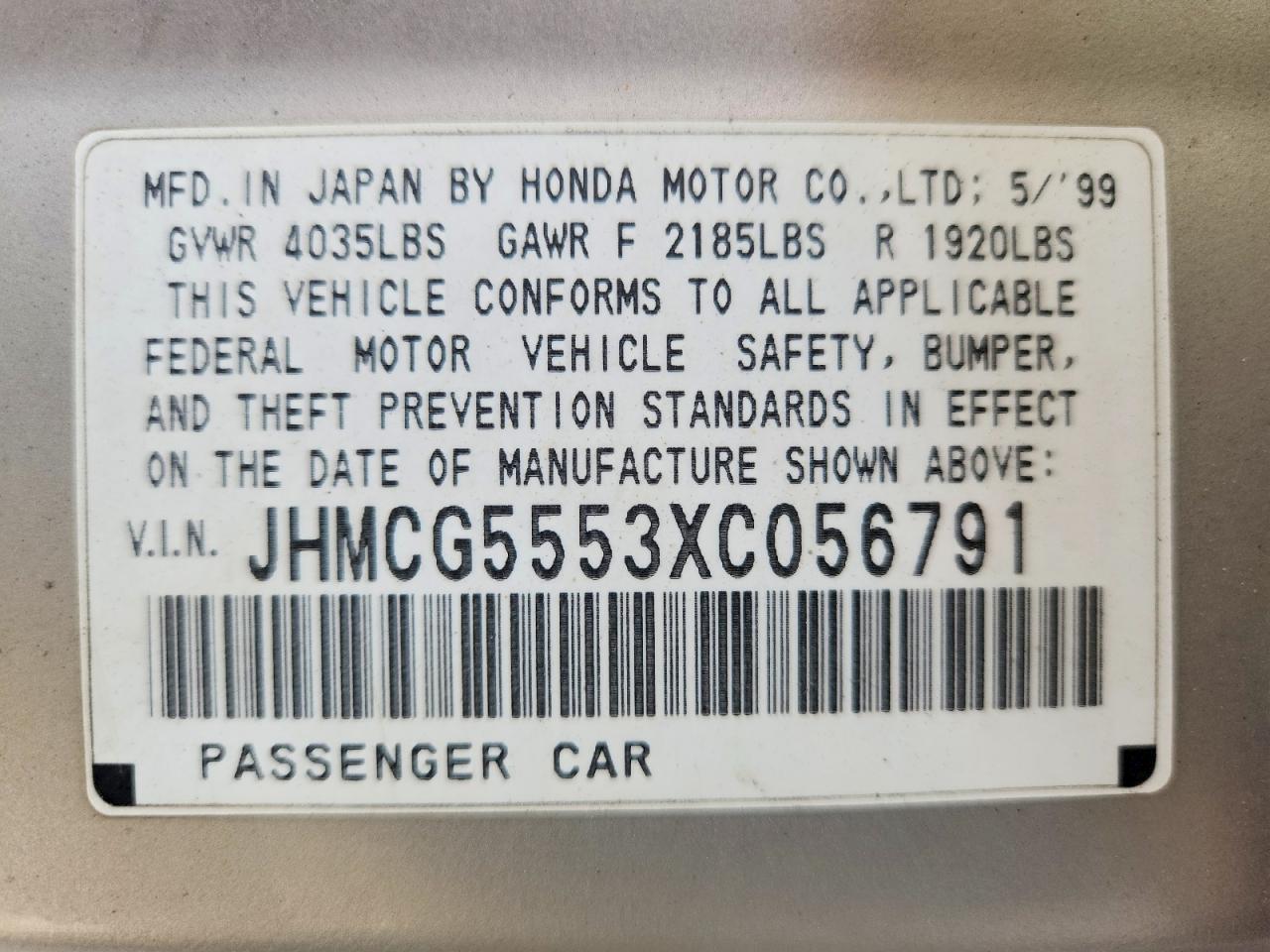 1999 HONDA ACCORD