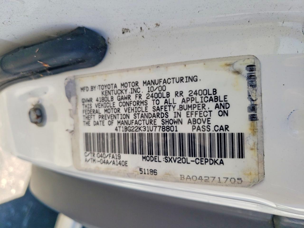 2001 TOYOTA CAMRY