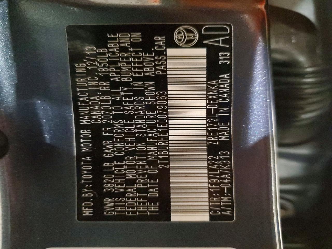 2014 TOYOTA COROLLA