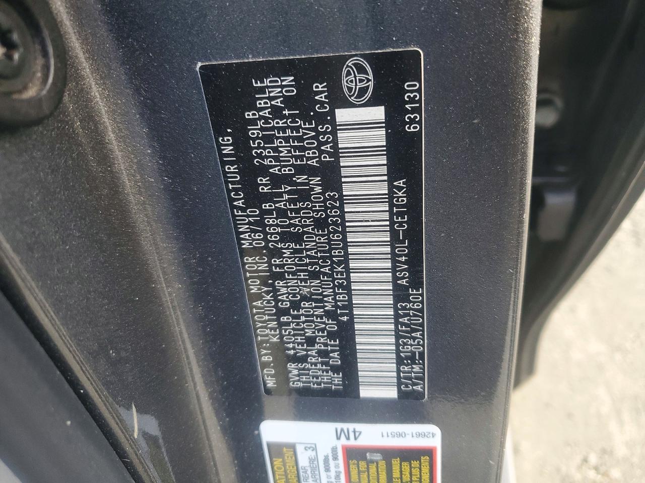 2011 TOYOTA CAMRY