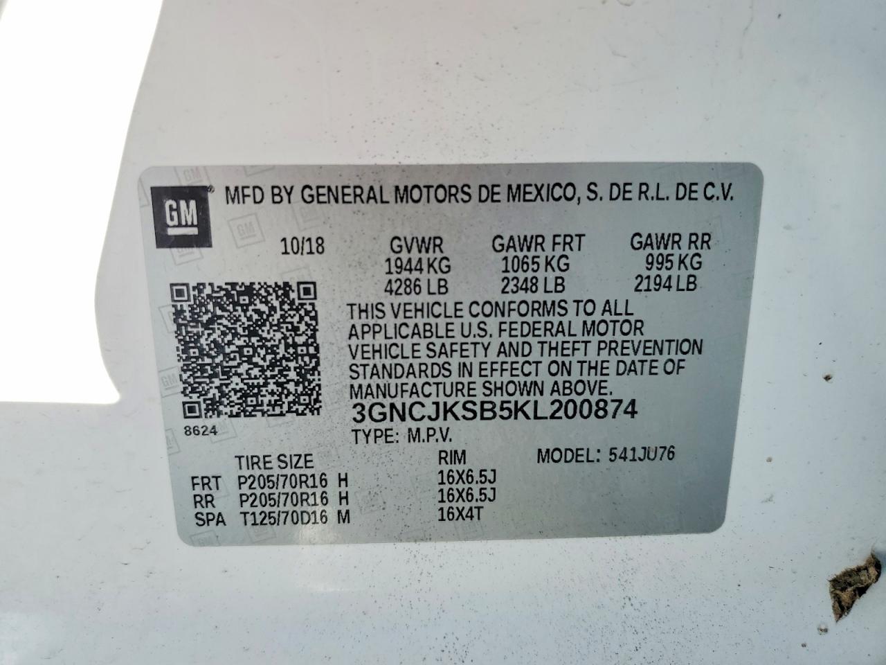 2019 CHEVROLET TRAX
