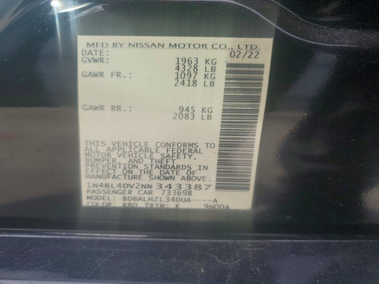 2022 NISSAN ALTIMA