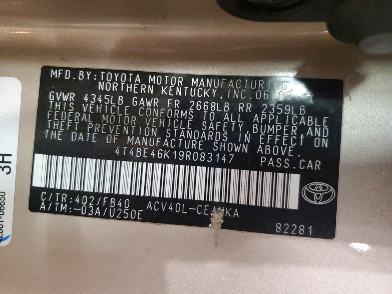 2009 TOYOTA CAMRY