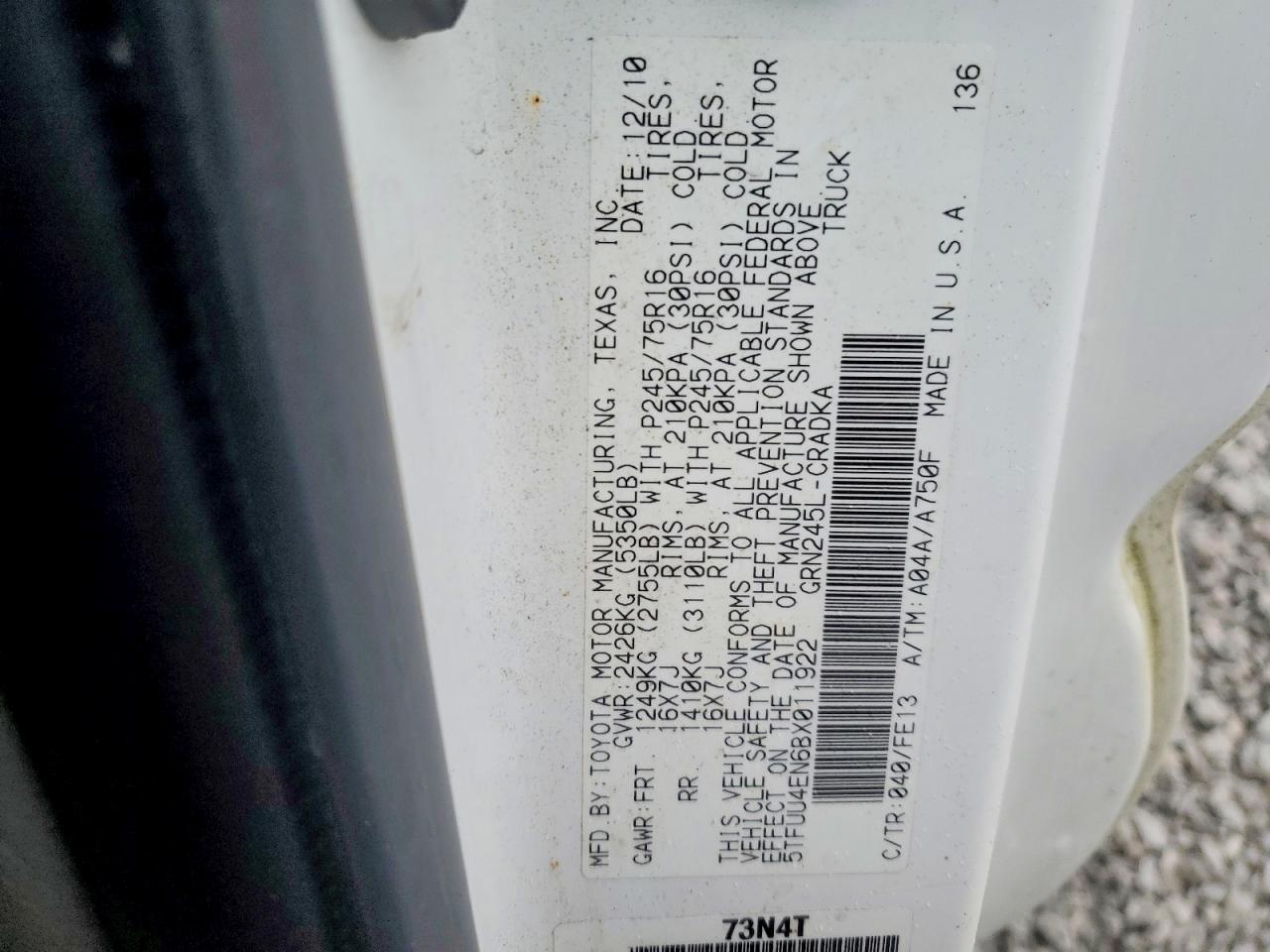 2011 TOYOTA TACOMA