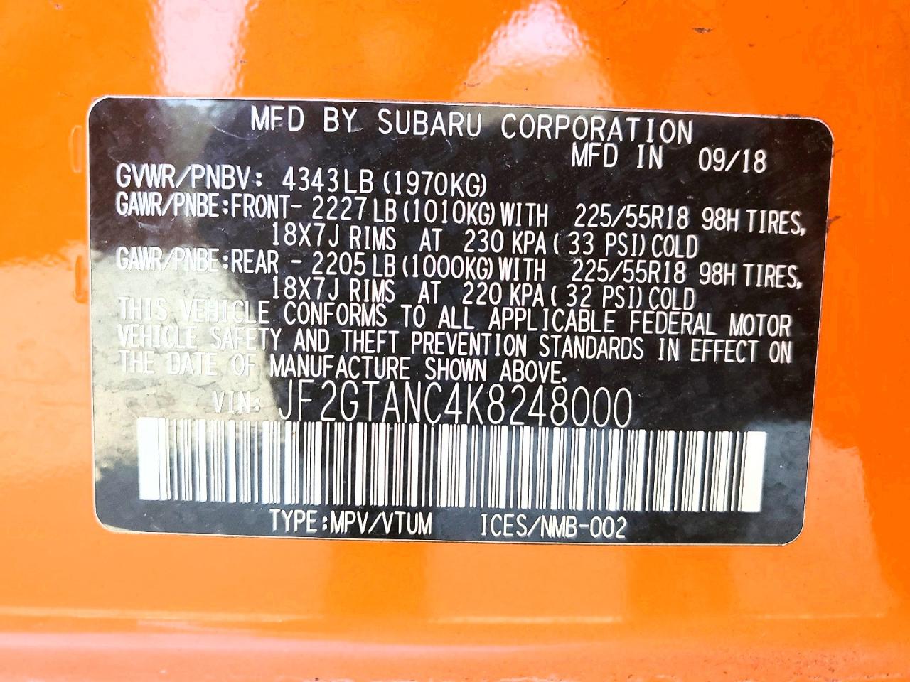 2019 SUBARU CROSSTREK