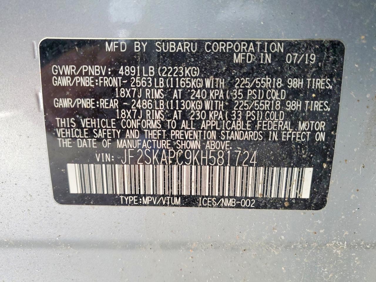 2019 SUBARU FORESTER