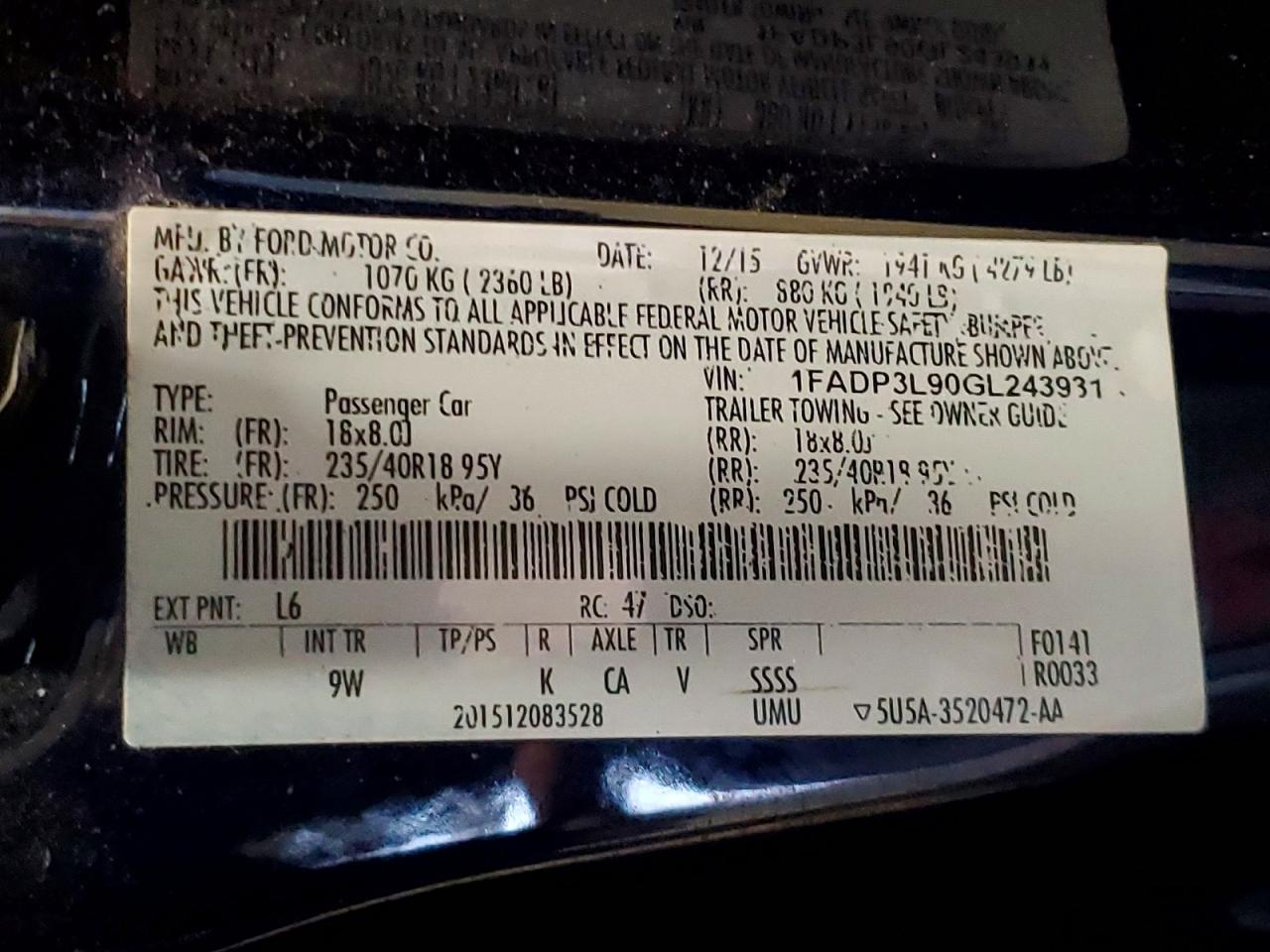 2016 FORD FOCUS