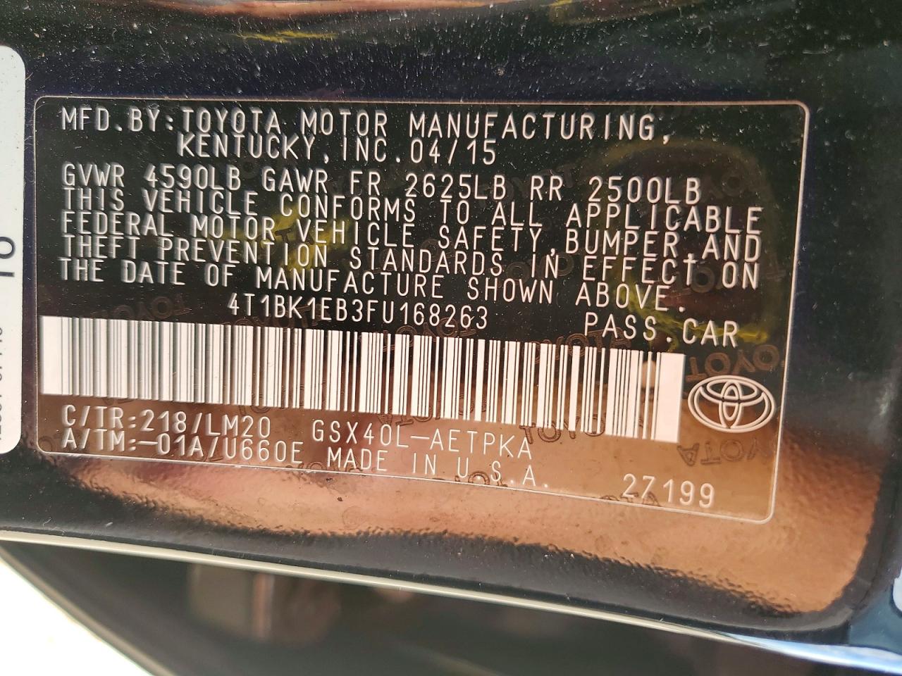 2015 TOYOTA AVALON