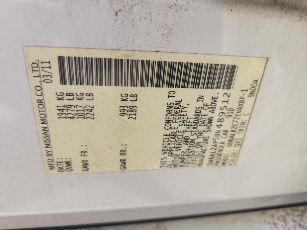 2011 NISSAN ALTIMA
