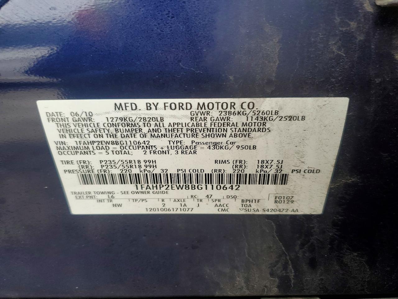 2011 FORD TAURUS