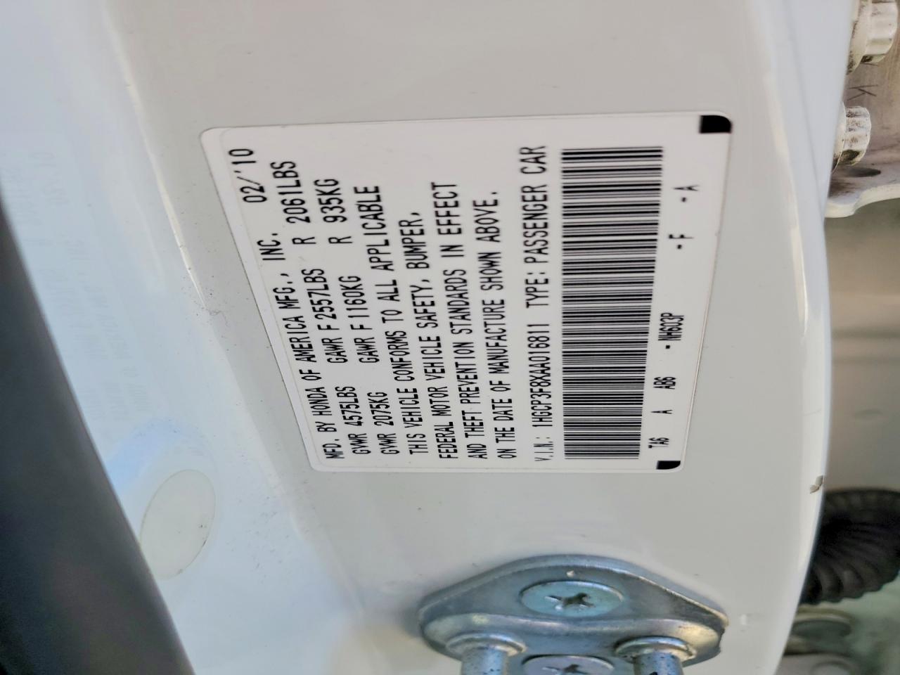 2010 HONDA ACCORD