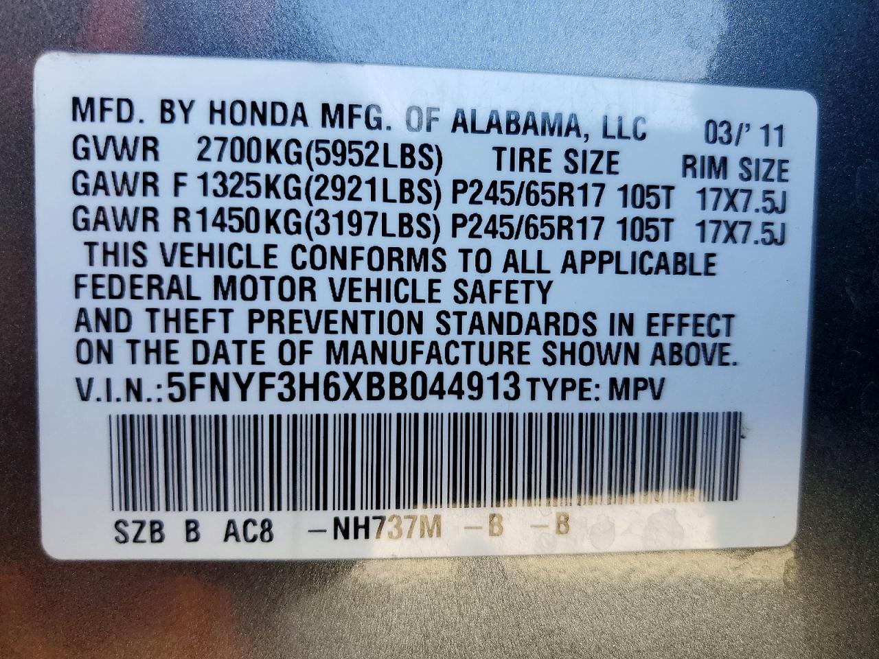2011 HONDA PILOT