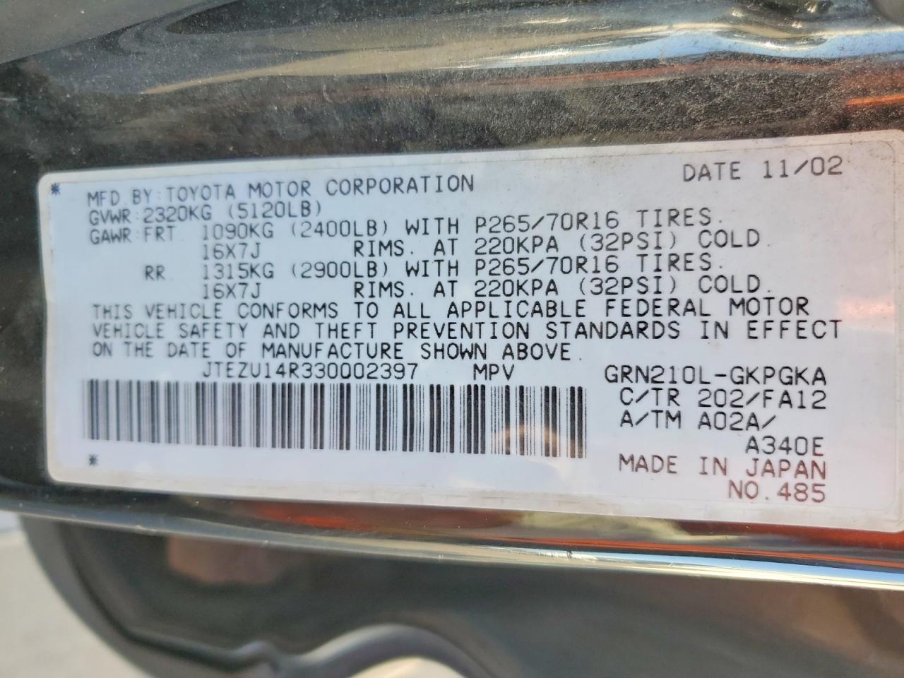 2003 TOYOTA 4RUNNER
