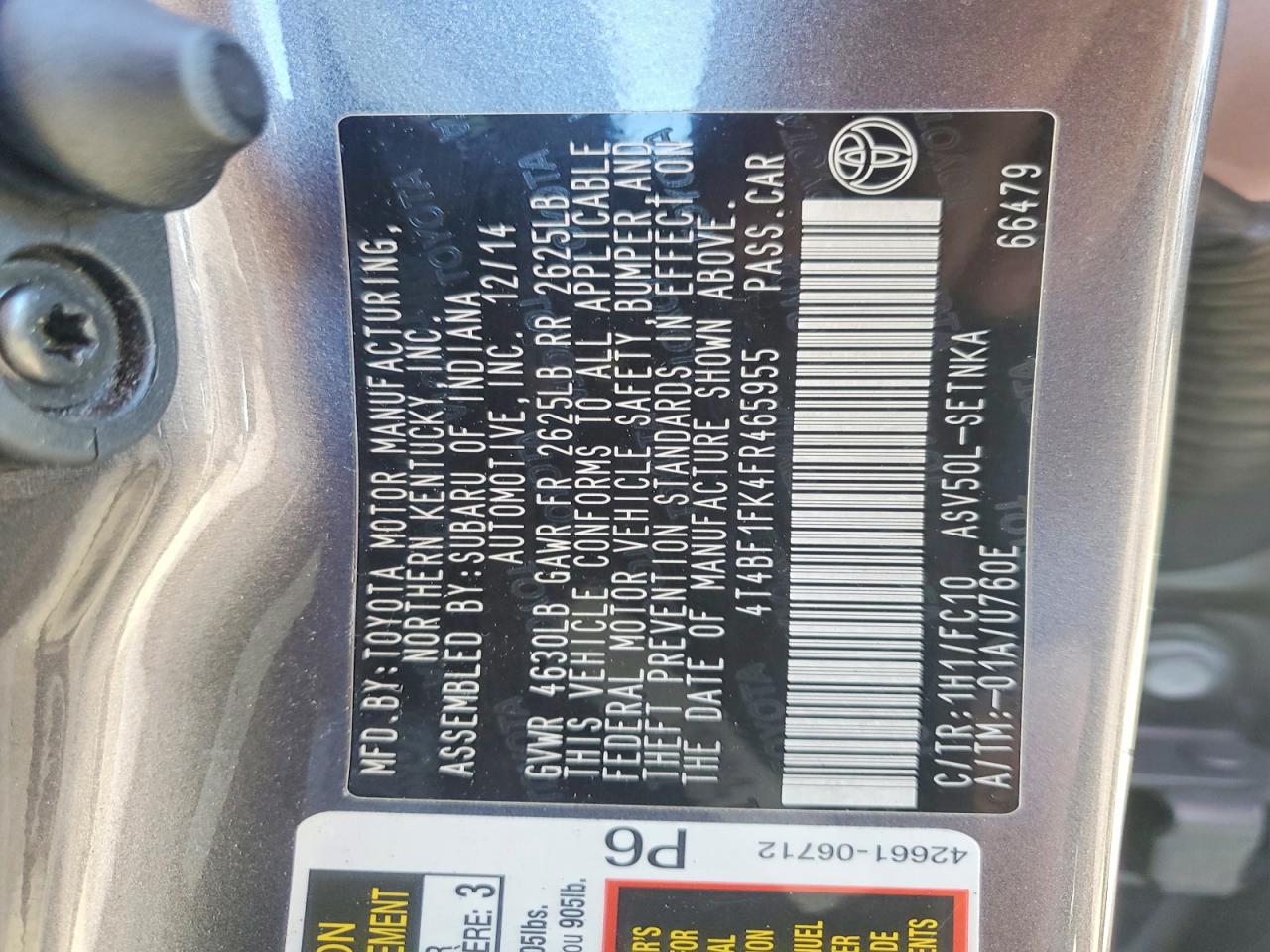 2015 TOYOTA CAMRY