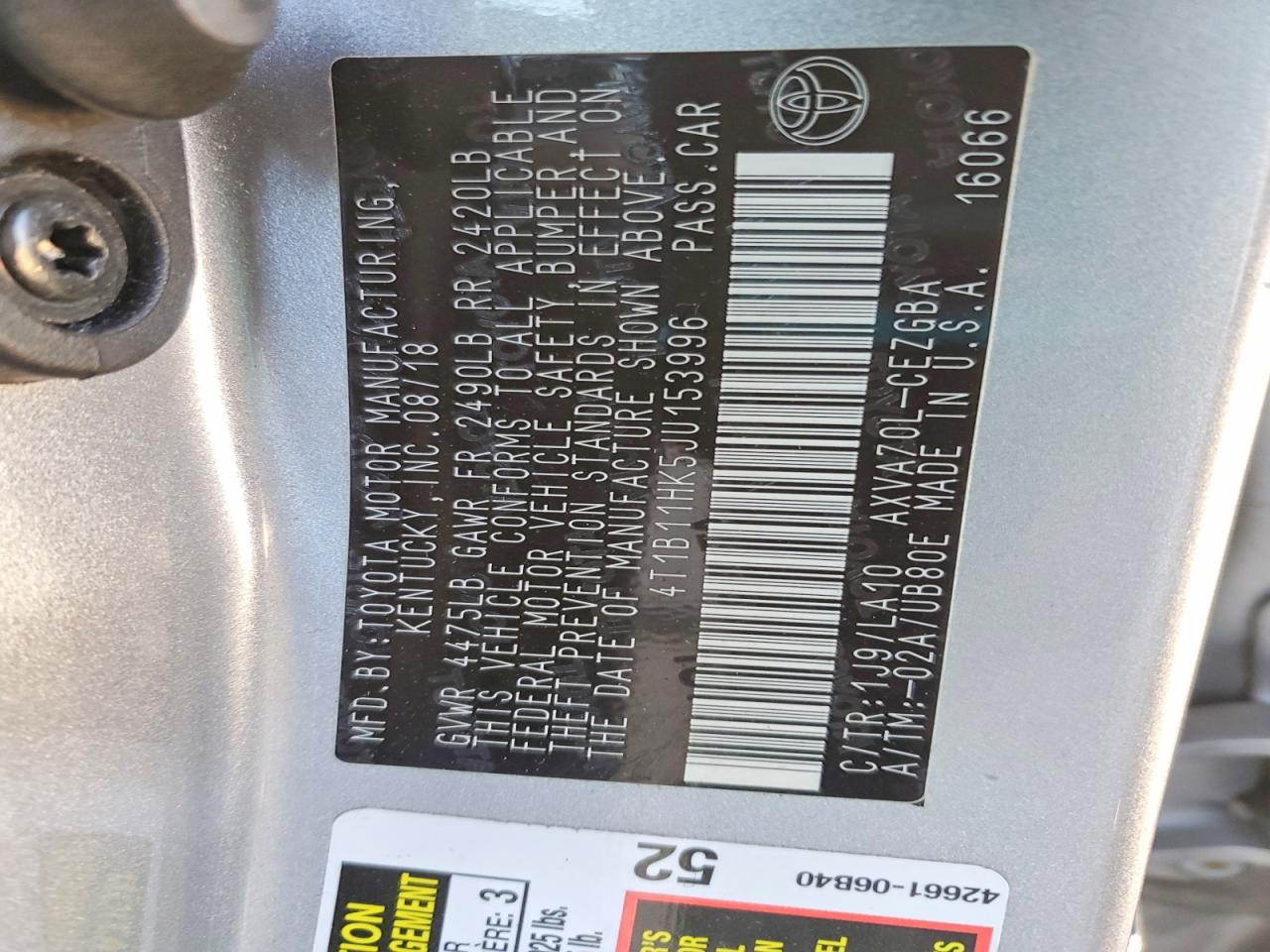 2018 TOYOTA CAMRY