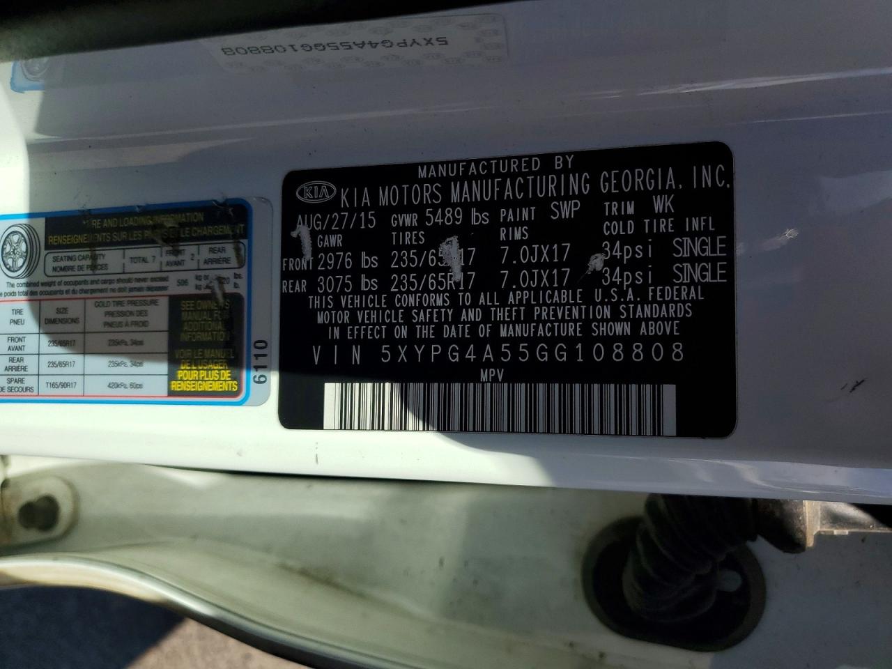 2016 KIA SORENTO