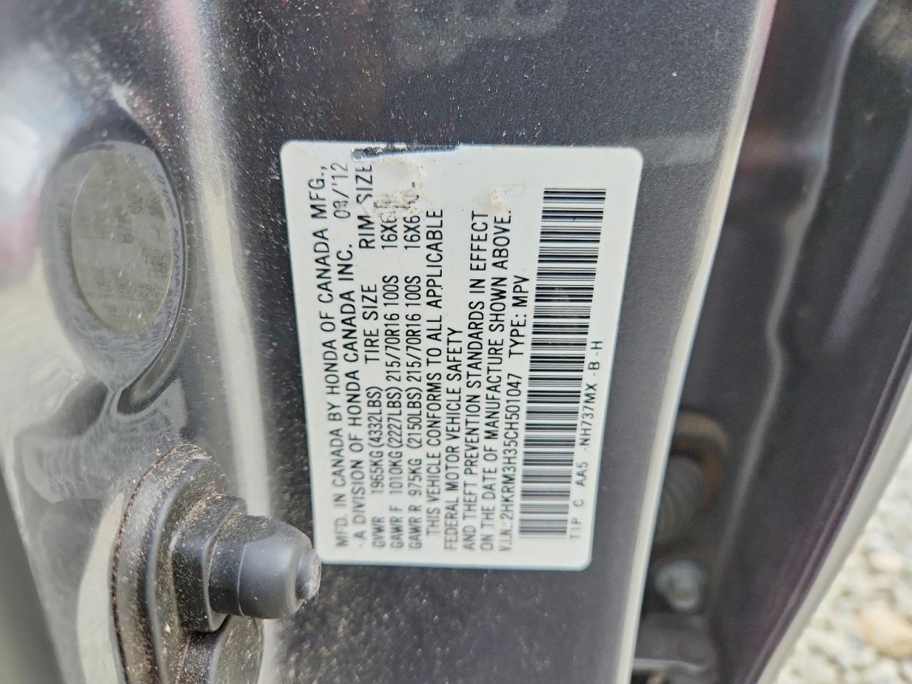 2012 HONDA CR-V LX