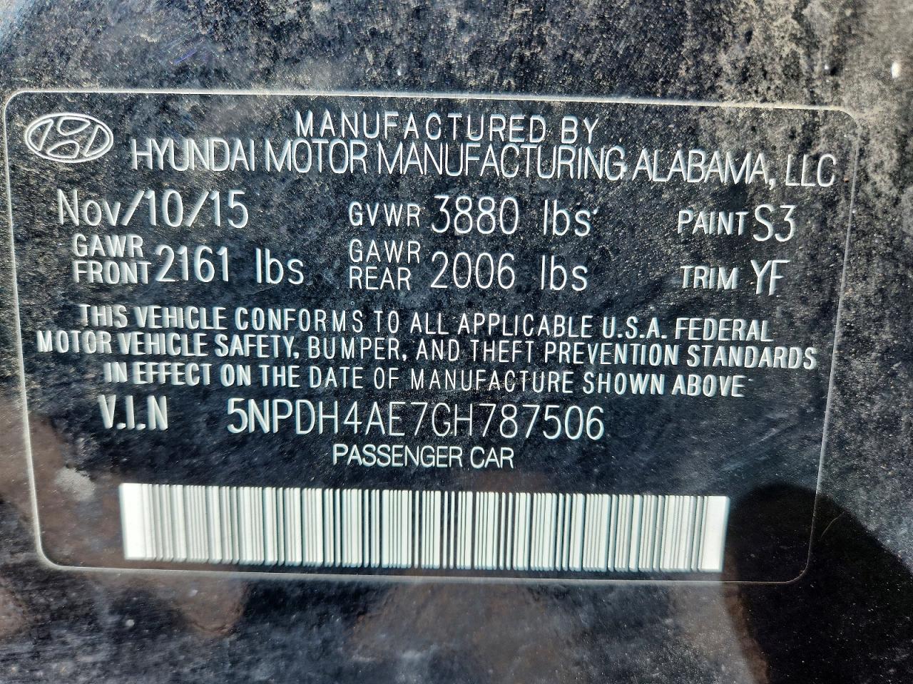 2016 HYUNDAI ELANTRA