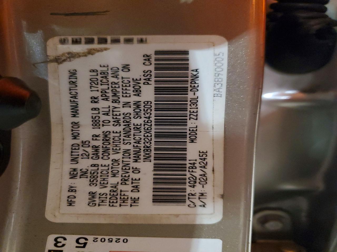 2006 TOYOTA COROLLA