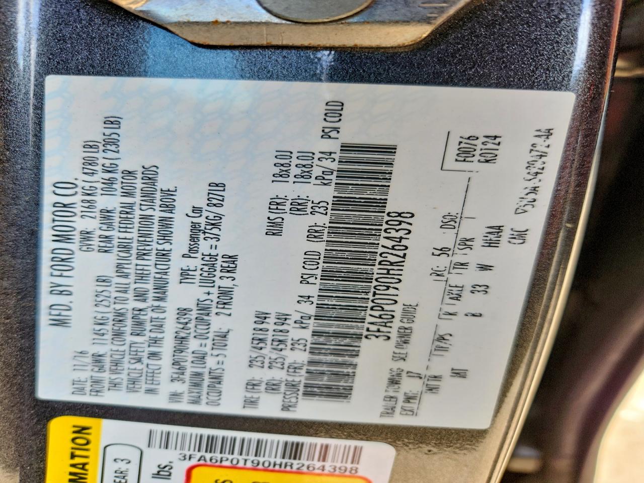 2017 FORD FUSION