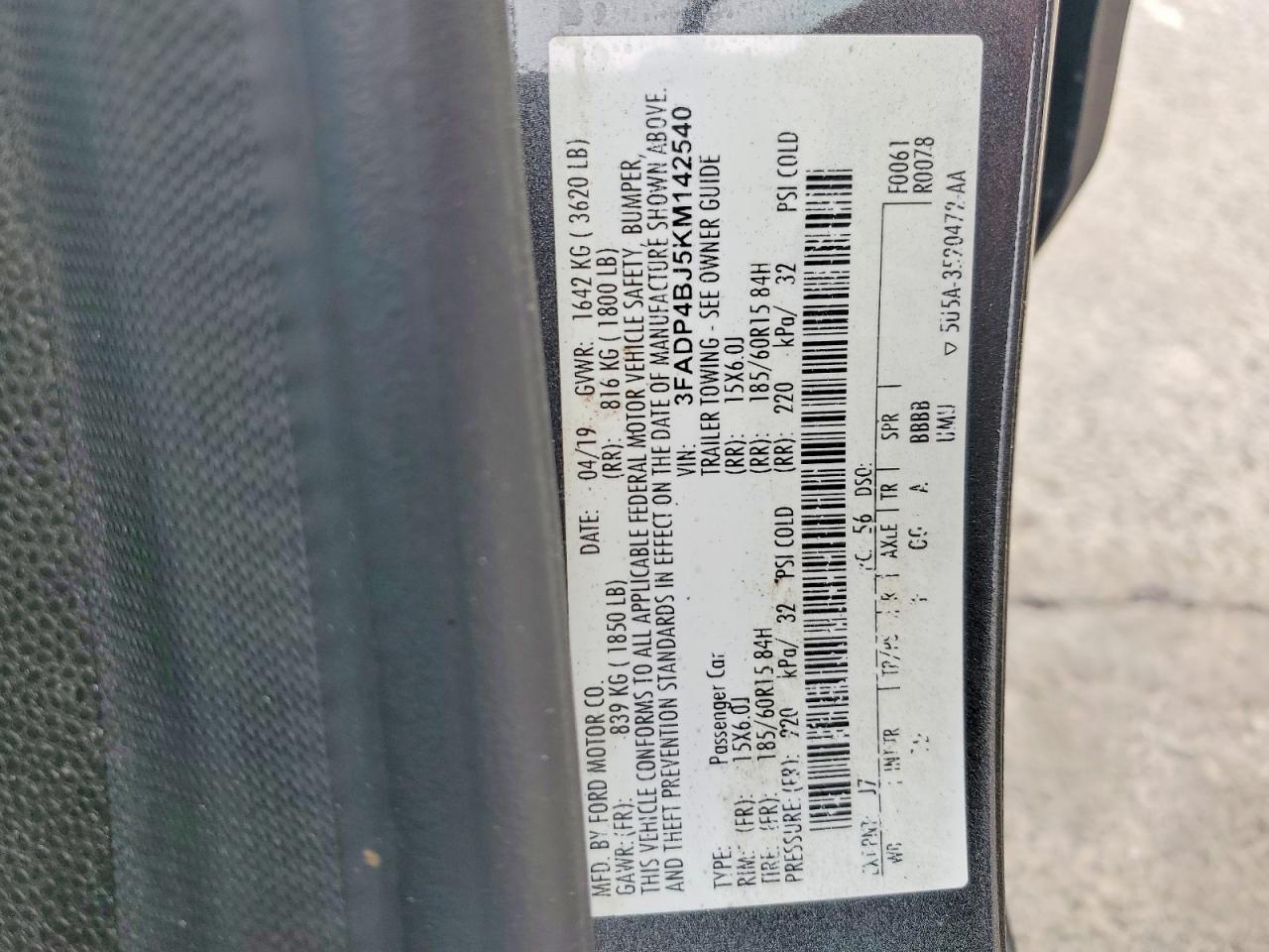 2019 FORD FIESTA SE