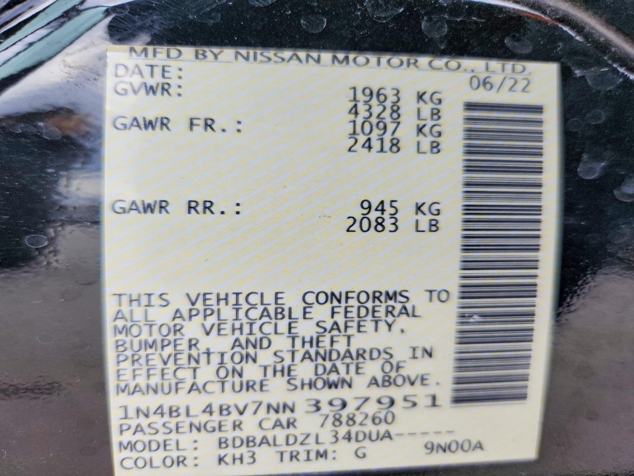 2022 NISSAN ALTIMA