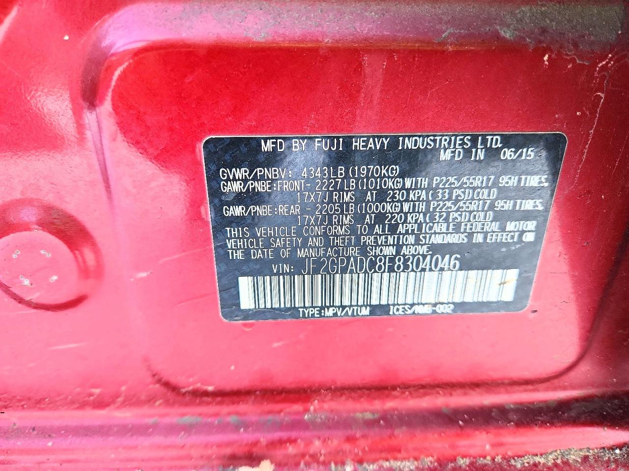 2015 SUBARU XV