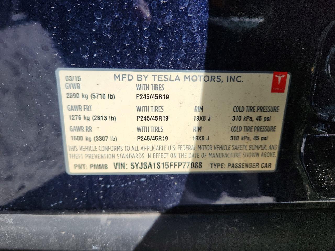 2015 TESLA MODEL S