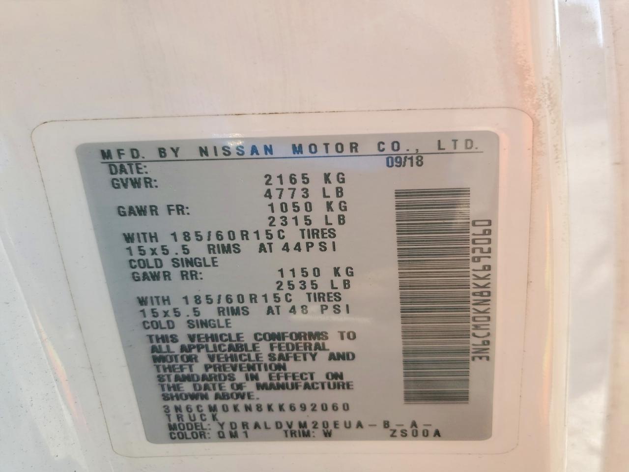 2019 NISSAN NV