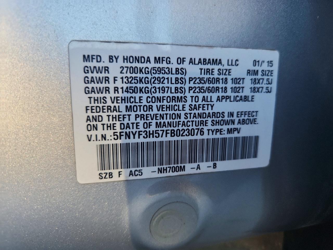 2015 HONDA PILOT