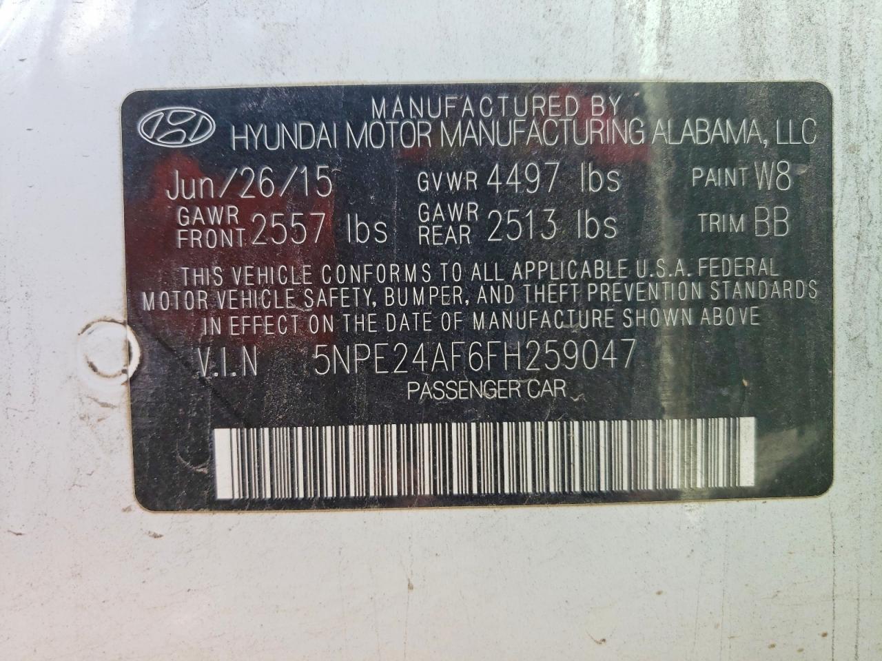 2015 HYUNDAI SONATA
