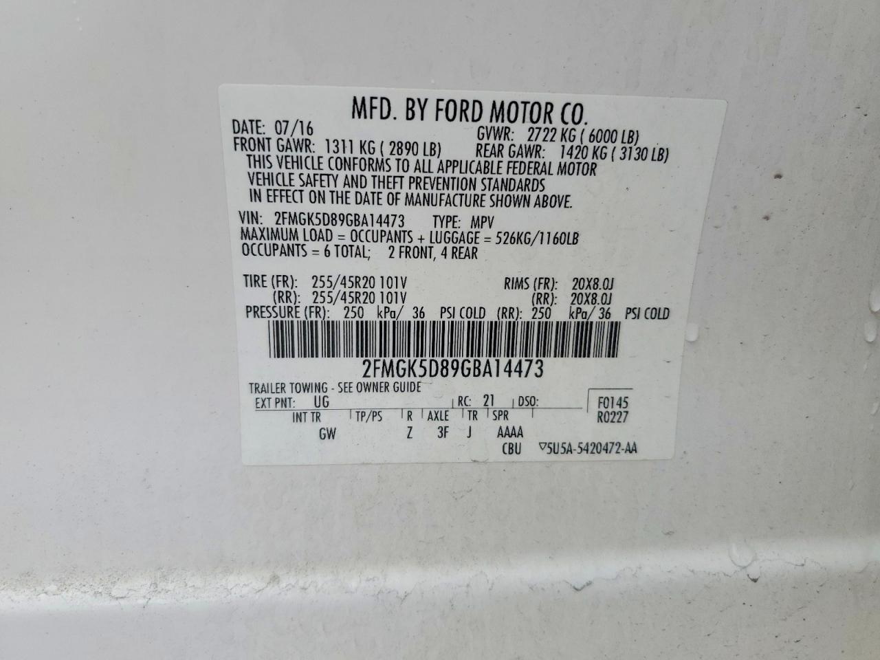 2016 FORD FLEX