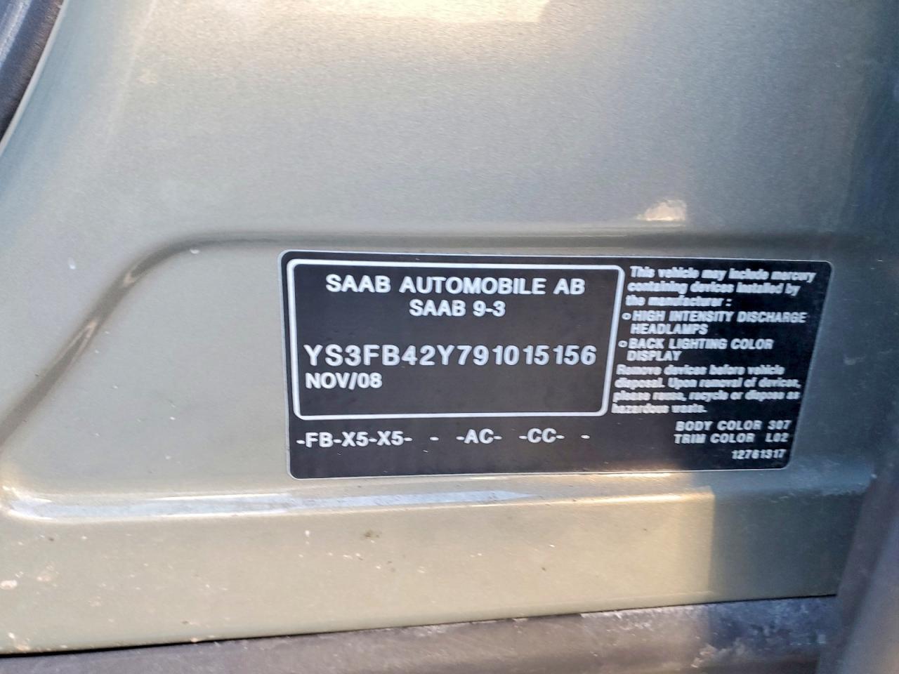 2009 SAAB 9 3