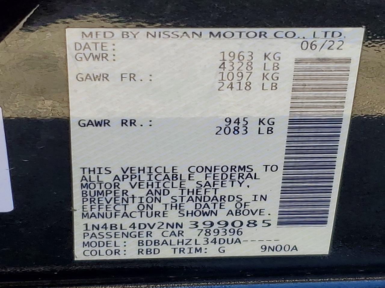 2022 NISSAN ALTIMA