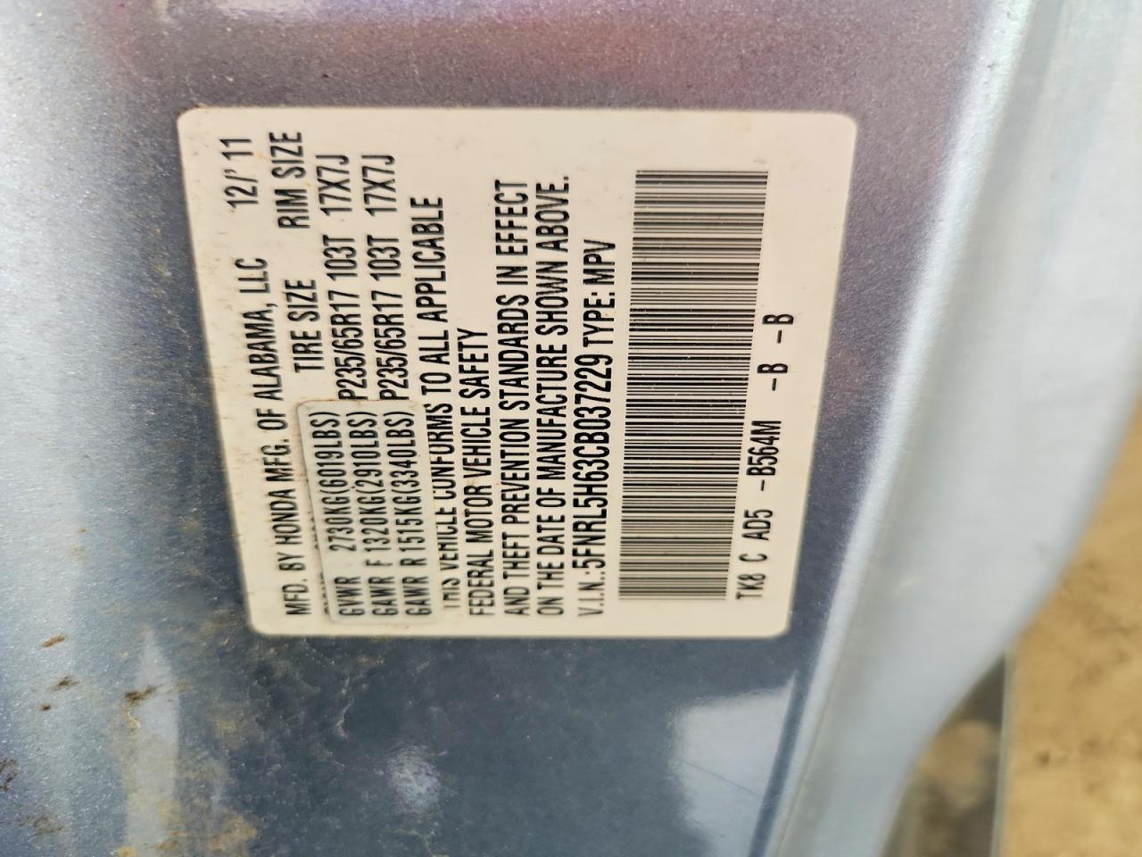 2012 HONDA ODYSSEY