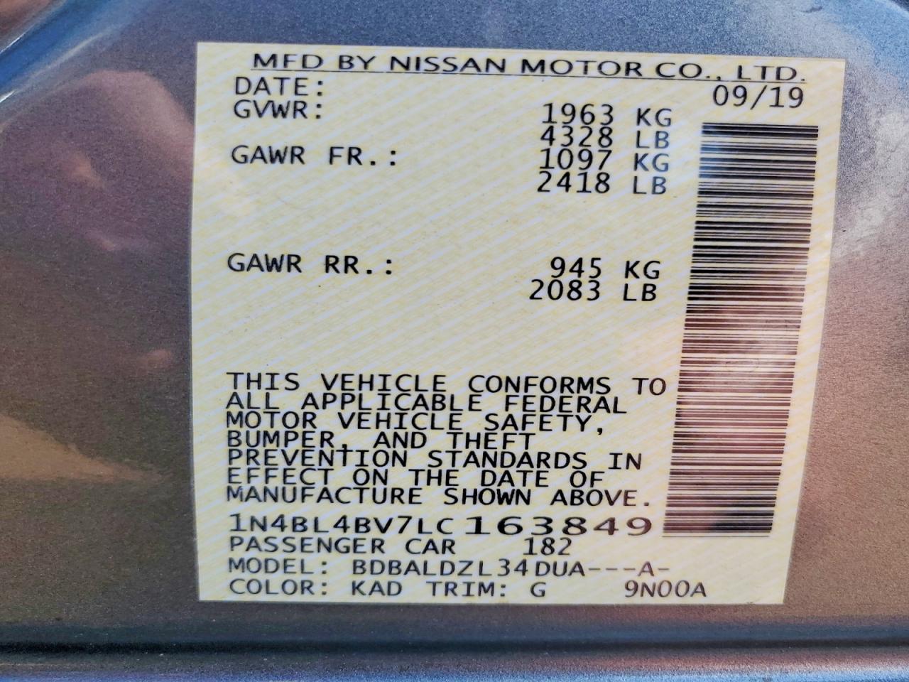 2020 NISSAN ALTIMA
