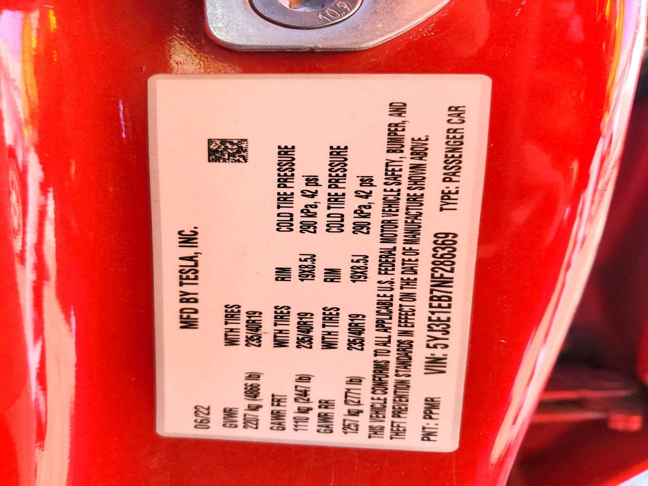 2022 TESLA MODEL 3