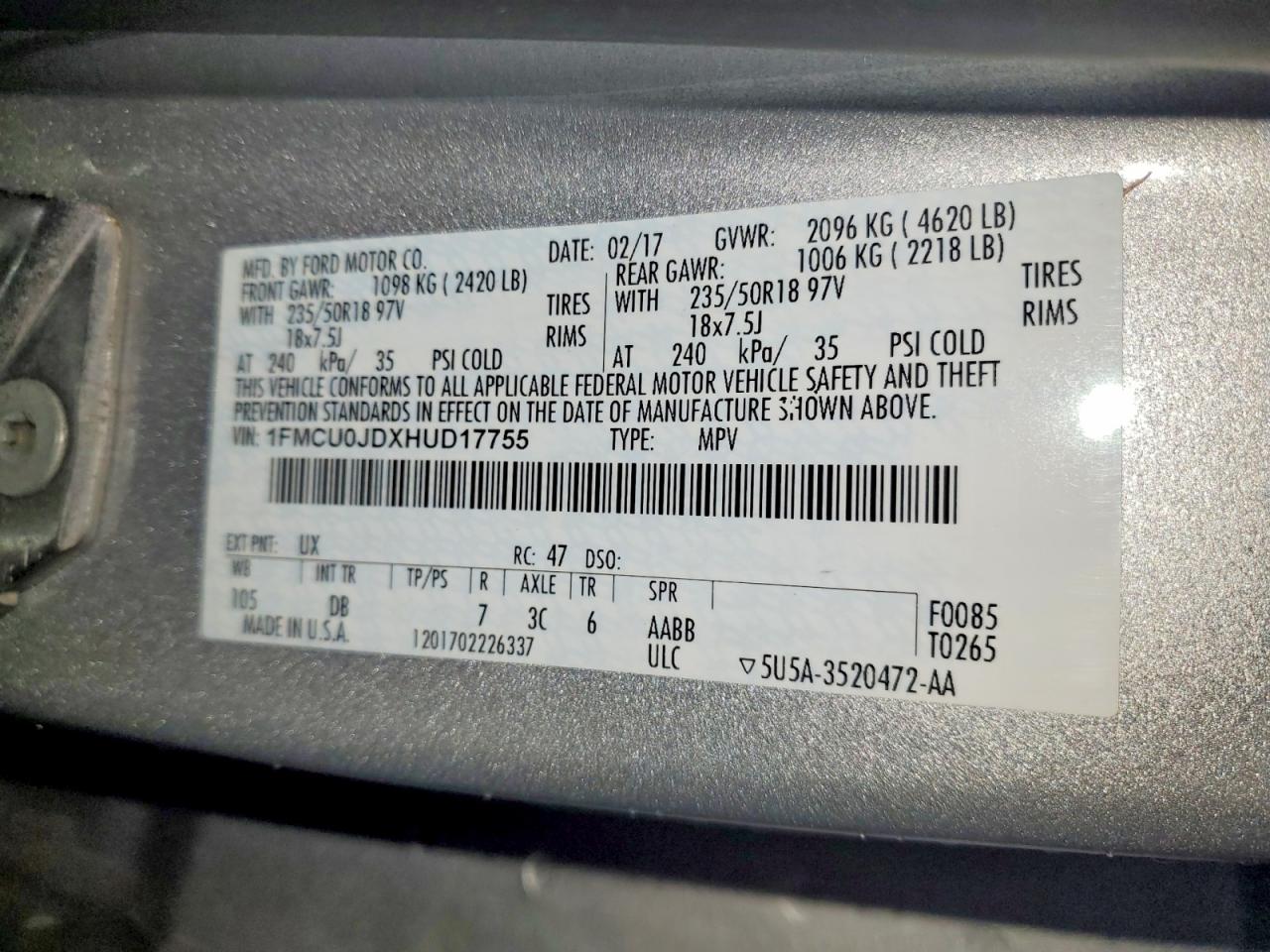 2017 FORD ESCAPE