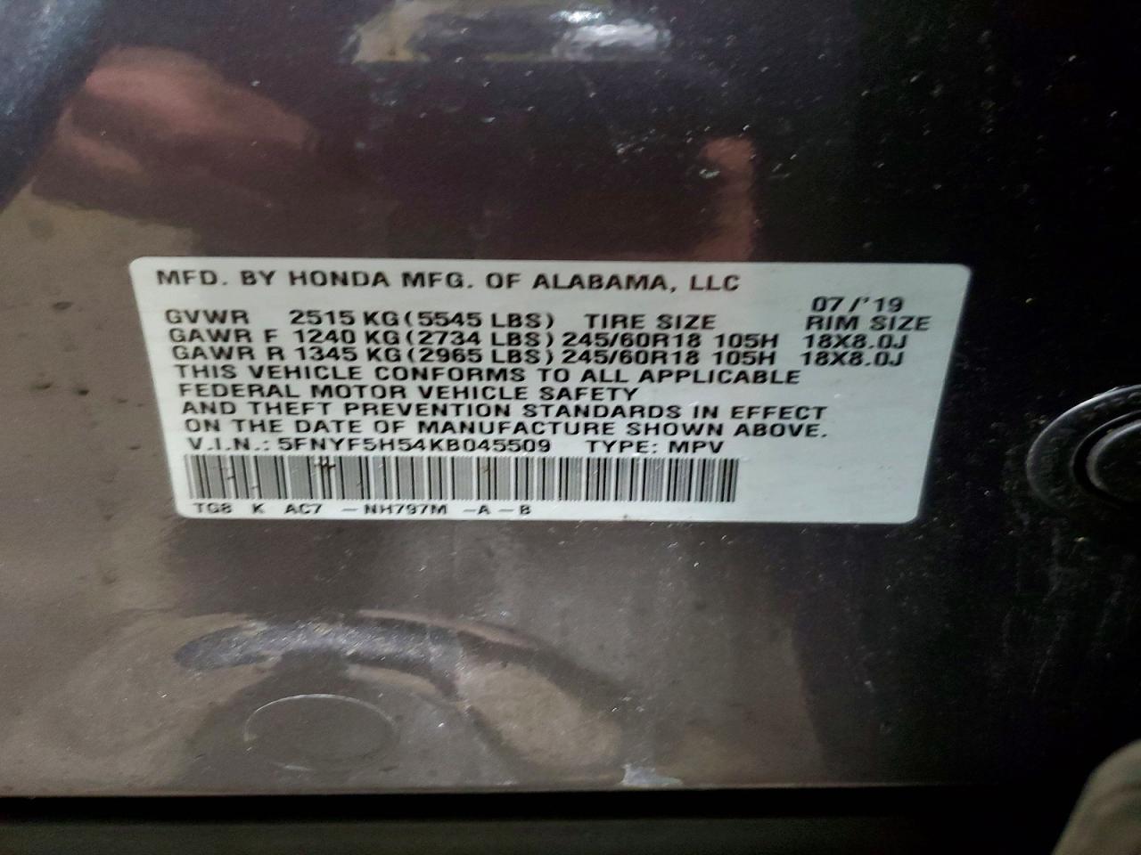 2019 HONDA PILOT