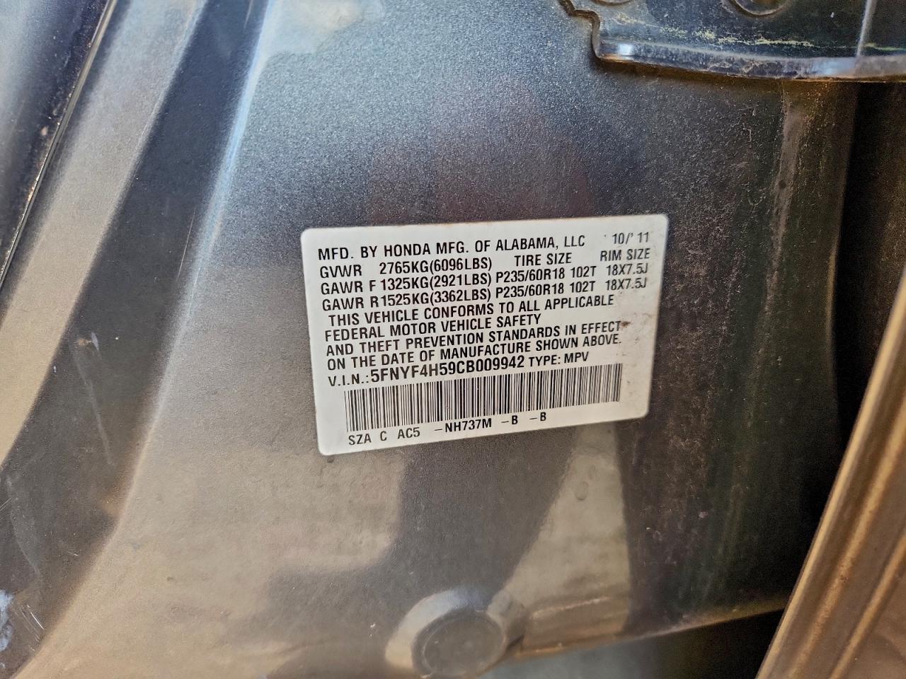 2012 HONDA PILOT
