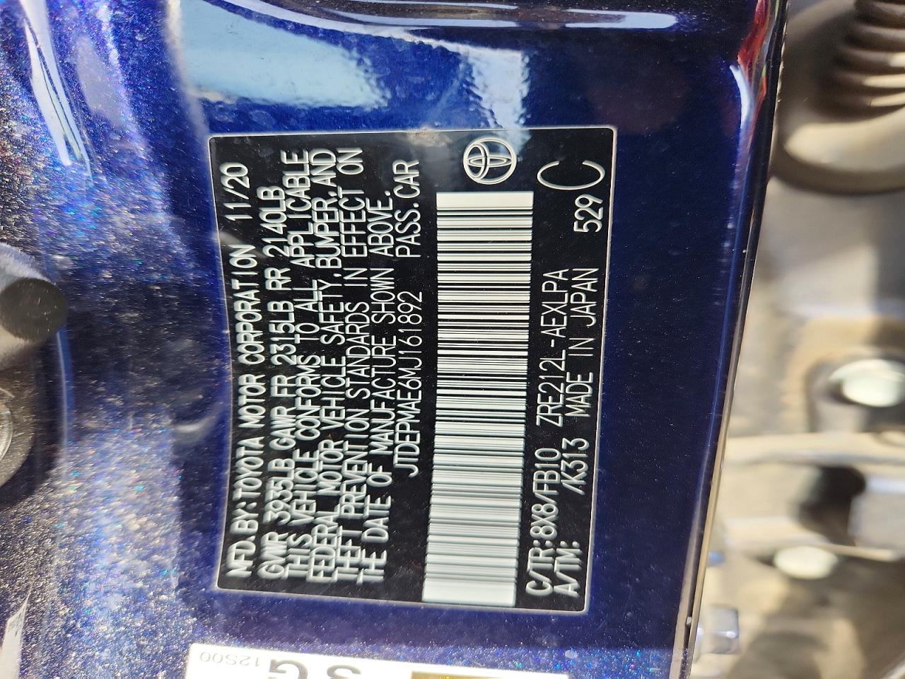 2021 TOYOTA COROLLA