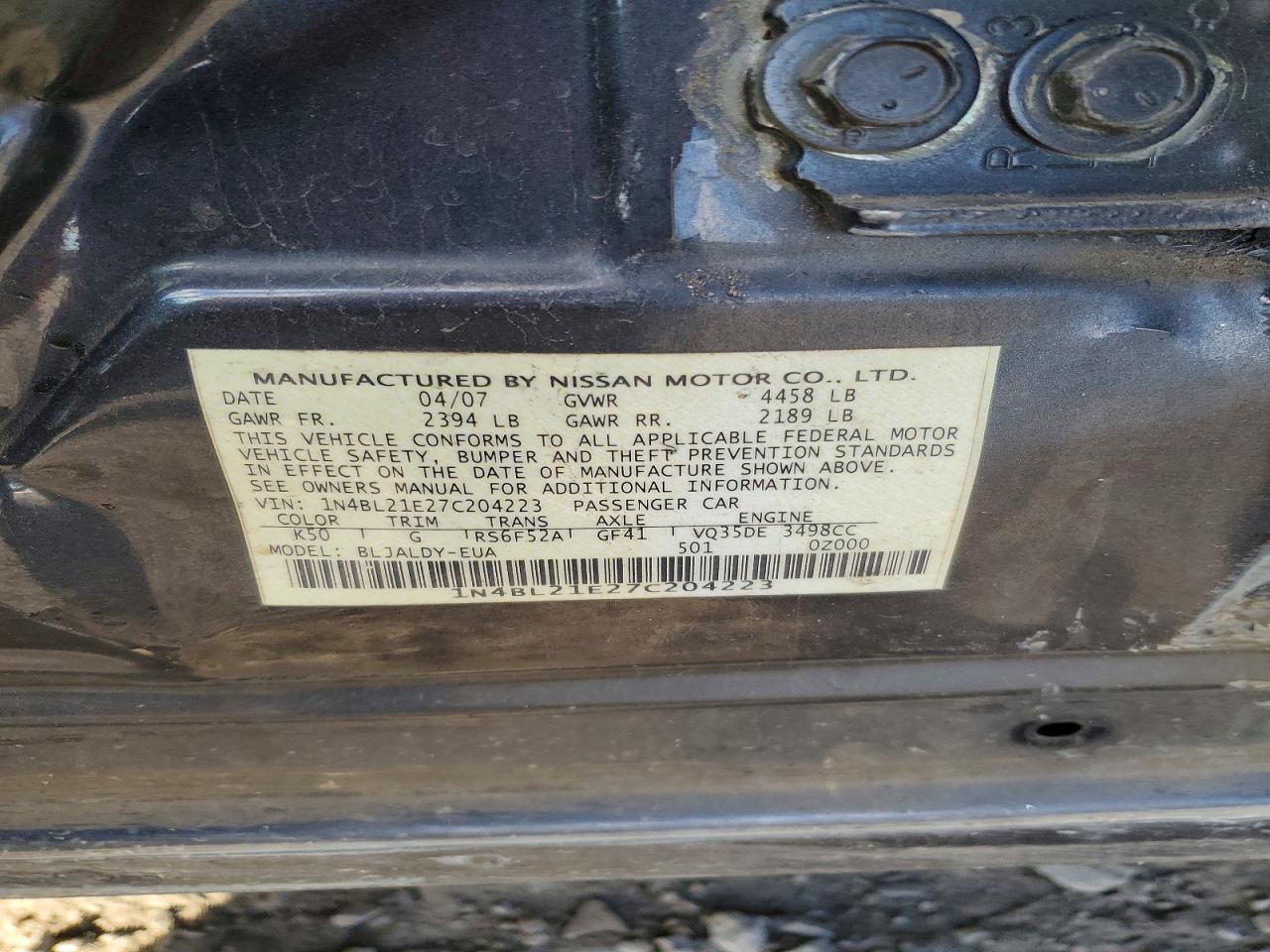 2007 NISSAN ALTIMA