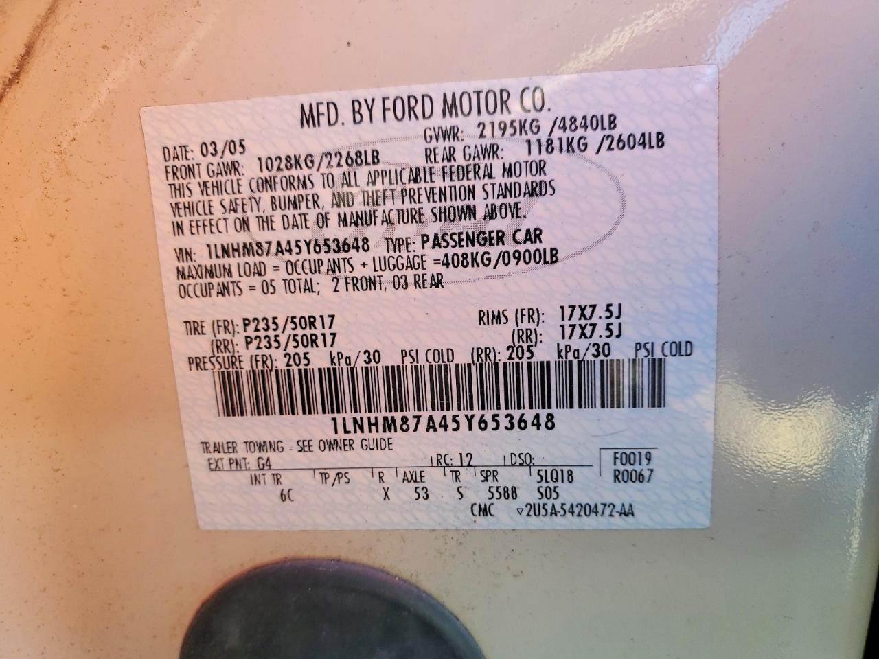 2005 LINCOLN LS SERIES