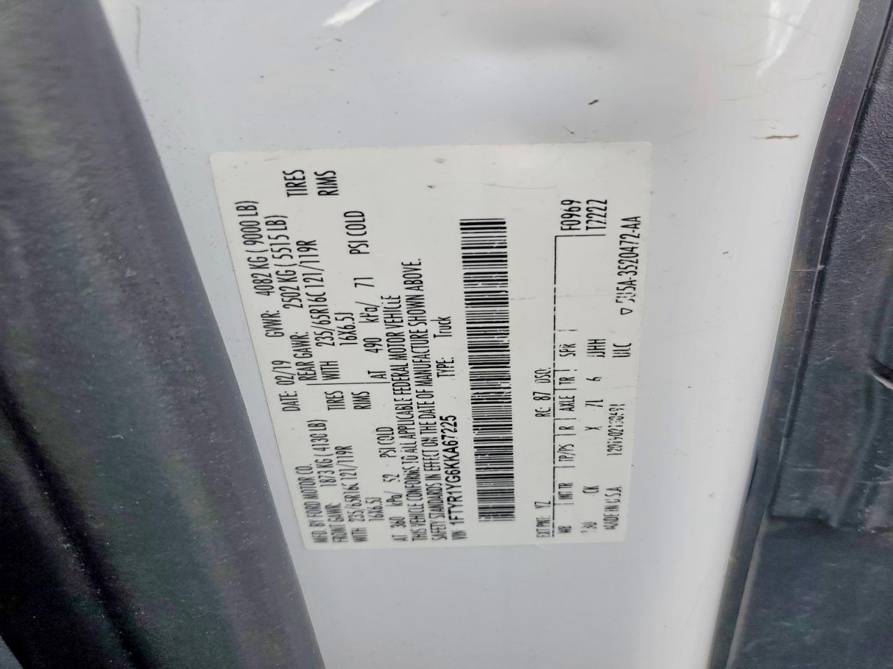 2019 FORD TRANSIT