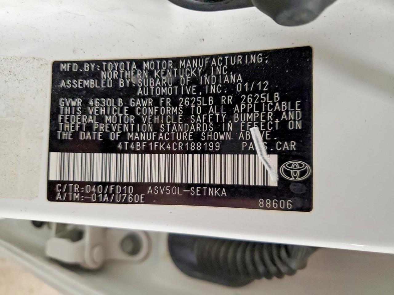 2012 TOYOTA CAMRY