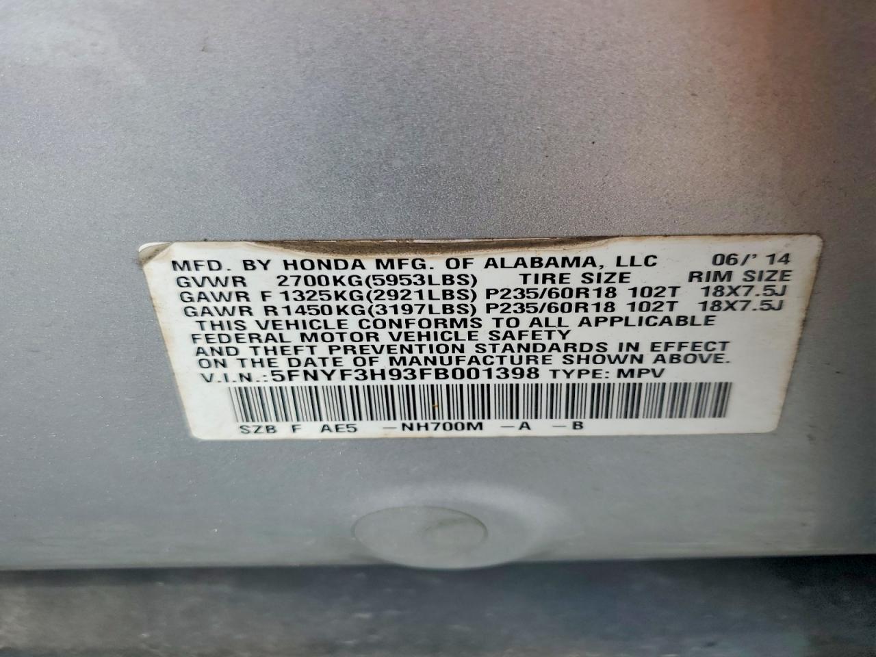 2015 HONDA PILOT