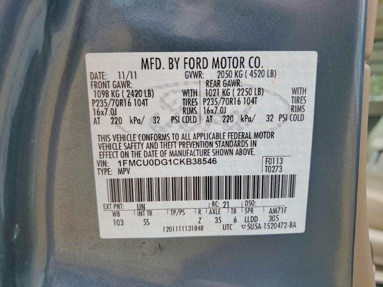 2012 FORD ESCAPE