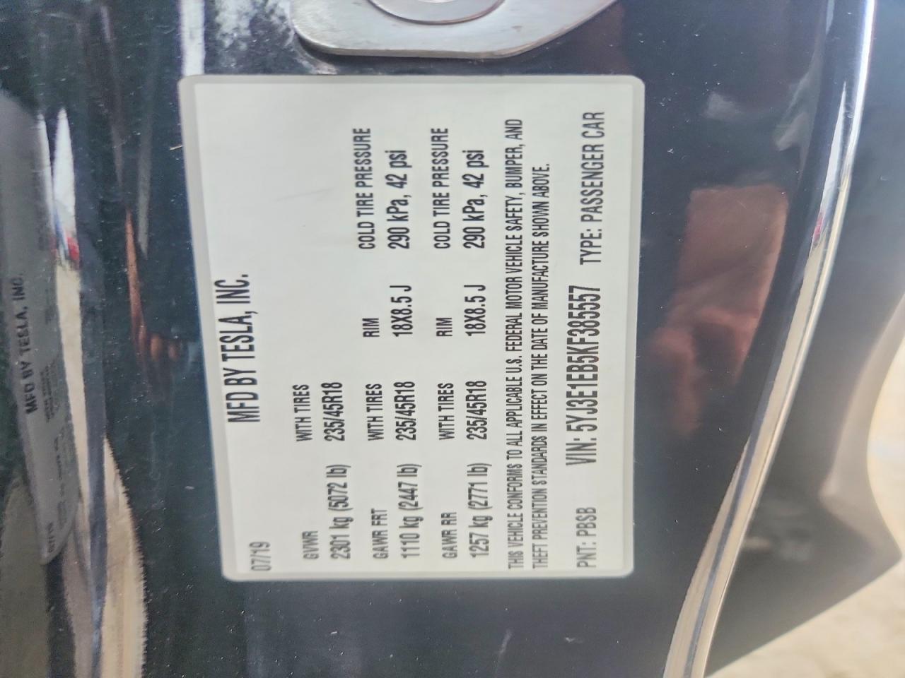 2019 TESLA MODEL 3