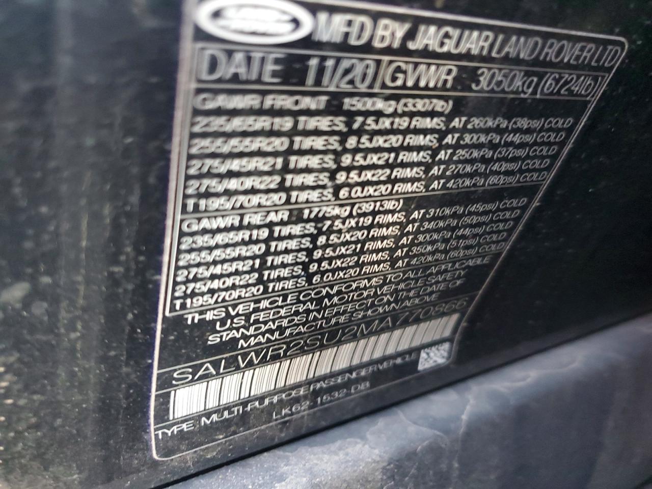 2021 LAND ROVER RANGEROVER